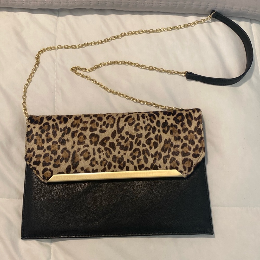 Silpada leather with leopard flap crossbody